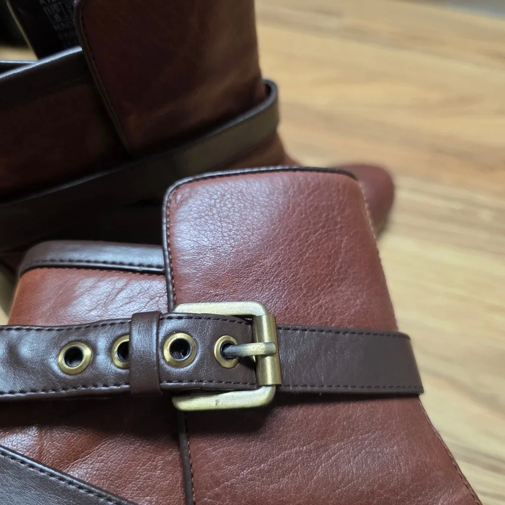 Rockport Adiprene by Adidas Wedge Ankle Boots Women's US 6 Brown‎ Leather Buckle